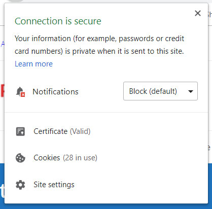 Secure website Chrome